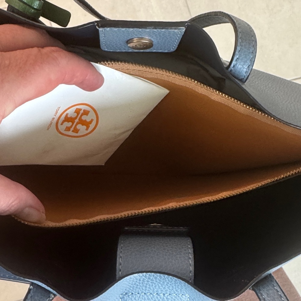 Tory Burch Perry Triple Compartment Blue Leather Tote and Crossbody Bag - Picture 11 of 12